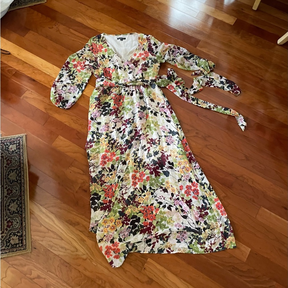 Floral V-Neck Wrap Maxi Dress - Multi